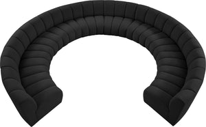 Infinity Boucle Fabric / Engineered Wood / Foam Contemporary Black Boucle Fabric 10pc. Modular Sectional - 183" W x 157" D x 33" H