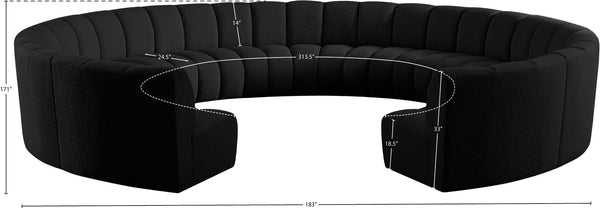 Infinity Boucle Fabric / Engineered Wood / Foam Contemporary Black Boucle Fabric 11pc. Modular Sectional - 183" W x 171" D x 33" H
