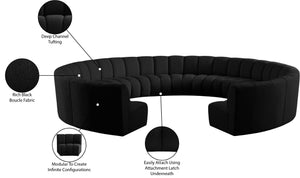 Infinity Boucle Fabric / Engineered Wood / Foam Contemporary Black Boucle Fabric 11pc. Modular Sectional - 183" W x 171" D x 33" H