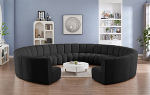 Infinity Boucle Fabric / Engineered Wood / Foam Contemporary Black Boucle Fabric 11pc. Modular Sectional - 183" W x 171" D x 33" H