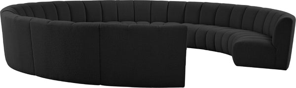 Infinity Boucle Fabric / Engineered Wood / Foam Contemporary Black Boucle Fabric 11pc. Modular Sectional - 183" W x 171" D x 33" H