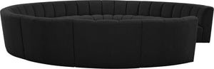 Infinity Boucle Fabric / Engineered Wood / Foam Contemporary Black Boucle Fabric 11pc. Modular Sectional - 183" W x 171" D x 33" H