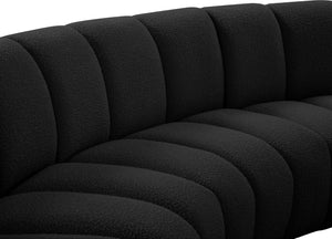 Infinity Boucle Fabric / Engineered Wood / Foam Contemporary Black Boucle Fabric 11pc. Modular Sectional - 183" W x 171" D x 33" H