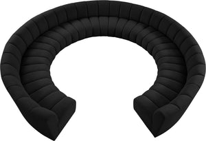 Infinity Boucle Fabric / Engineered Wood / Foam Contemporary Black Boucle Fabric 11pc. Modular Sectional - 183" W x 171" D x 33" H