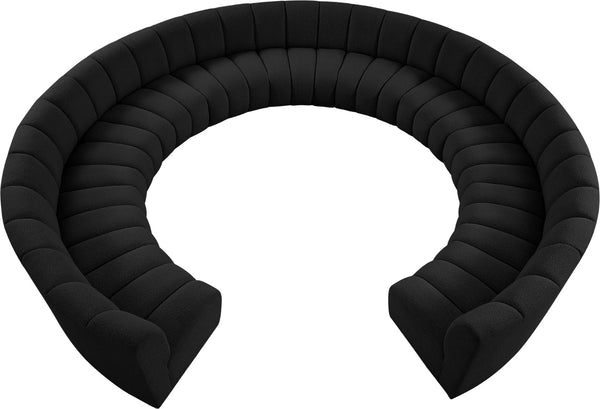 Infinity Boucle Fabric / Engineered Wood / Foam Contemporary Black Boucle Fabric 11pc. Modular Sectional - 183" W x 171" D x 33" H