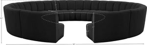 Infinity Boucle Fabric / Engineered Wood / Foam Contemporary Black Boucle Fabric 12pc. Modular Sectional - 183" W x 181" D x 33" H