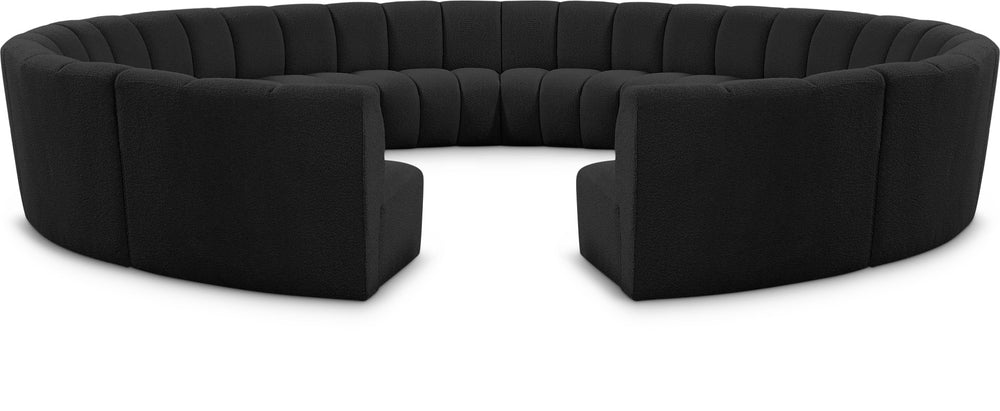 Infinity Boucle Fabric / Engineered Wood / Foam Contemporary Black Boucle Fabric 12pc. Modular Sectional - 183" W x 181" D x 33" H