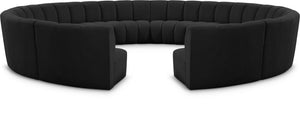 Infinity Boucle Fabric / Engineered Wood / Foam Contemporary Black Boucle Fabric 12pc. Modular Sectional - 183" W x 181" D x 33" H