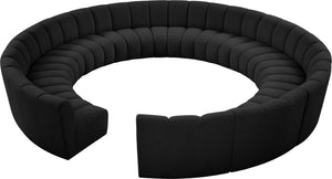 Infinity Boucle Fabric / Engineered Wood / Foam Contemporary Black Boucle Fabric 12pc. Modular Sectional - 183" W x 181" D x 33" H
