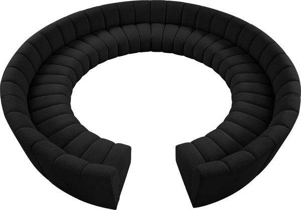 Infinity Boucle Fabric / Engineered Wood / Foam Contemporary Black Boucle Fabric 12pc. Modular Sectional - 183" W x 181" D x 33" H