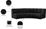 Infinity Boucle Fabric / Engineered Wood / Foam Contemporary Black Boucle Fabric 3pc. Modular Sectional - 119" W x 48" D x 33" H