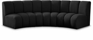 Infinity Boucle Fabric / Engineered Wood / Foam Contemporary Black Boucle Fabric 3pc. Modular Sectional - 119" W x 48" D x 33" H