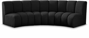 Infinity Boucle Fabric / Engineered Wood / Foam Contemporary Black Boucle Fabric 3pc. Modular Sectional - 119" W x 48" D x 33" H