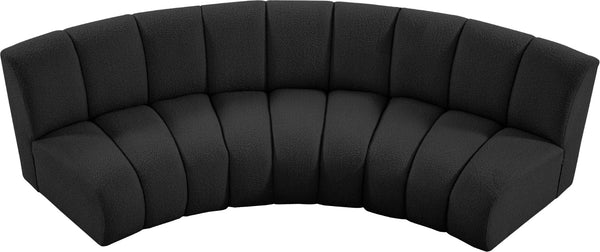 Infinity Boucle Fabric / Engineered Wood / Foam Contemporary Black Boucle Fabric 3pc. Modular Sectional - 119" W x 48" D x 33" H