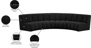 Infinity Boucle Fabric / Engineered Wood / Foam Contemporary Black Boucle Fabric 4pc. Modular Sectional - 148" W x 59" D x 33" H