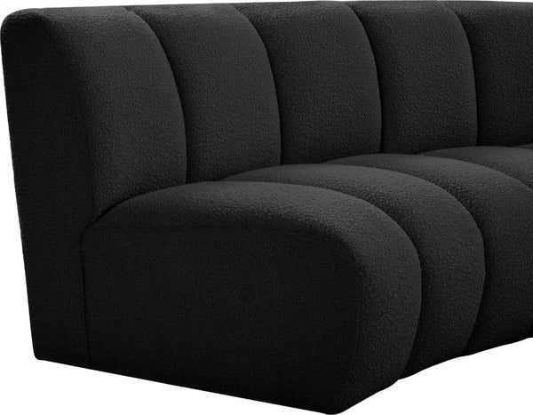 Infinity Boucle Fabric / Engineered Wood / Foam Contemporary Black Boucle Fabric 4pc. Modular Sectional - 148" W x 59" D x 33" H