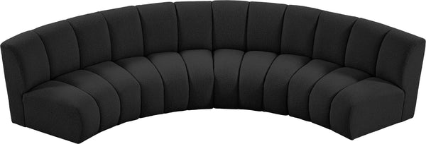 Infinity Boucle Fabric / Engineered Wood / Foam Contemporary Black Boucle Fabric 4pc. Modular Sectional - 148" W x 59" D x 33" H