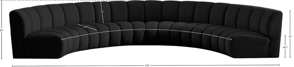 Infinity Boucle Fabric / Engineered Wood / Foam Contemporary Black Boucle Fabric 6pc. Modular Sectional - 174" W x 85" D x 33" H