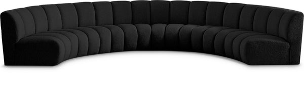 Infinity Boucle Fabric / Engineered Wood / Foam Contemporary Black Boucle Fabric 6pc. Modular Sectional - 174" W x 85" D x 33" H
