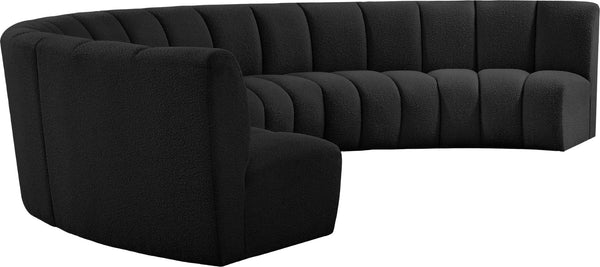 Infinity Boucle Fabric / Engineered Wood / Foam Contemporary Black Boucle Fabric 6pc. Modular Sectional - 174" W x 85" D x 33" H