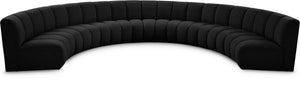 Infinity Boucle Fabric / Engineered Wood / Foam Contemporary Black Boucle Fabric 7pc. Modular Sectional - 183" W x 104" D x 33" H