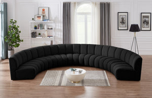 Infinity Boucle Fabric / Engineered Wood / Foam Contemporary Black Boucle Fabric 7pc. Modular Sectional - 183" W x 104" D x 33" H
