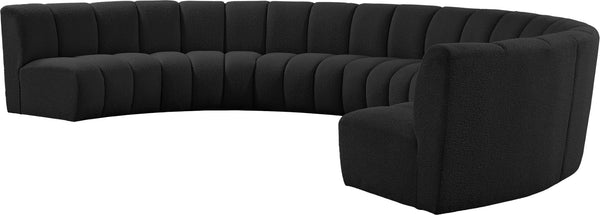 Infinity Boucle Fabric / Engineered Wood / Foam Contemporary Black Boucle Fabric 7pc. Modular Sectional - 183" W x 104" D x 33" H