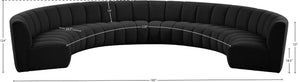 Infinity Boucle Fabric / Engineered Wood / Foam Contemporary Black Boucle Fabric 8pc. Modular Sectional - 183" W x 124" D x 33" H