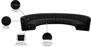 Infinity Boucle Fabric / Engineered Wood / Foam Contemporary Black Boucle Fabric 8pc. Modular Sectional - 183" W x 124" D x 33" H
