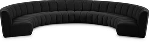 Infinity Boucle Fabric / Engineered Wood / Foam Contemporary Black Boucle Fabric 8pc. Modular Sectional - 183" W x 124" D x 33" H