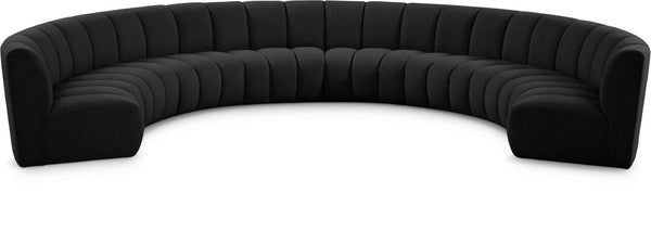 Infinity Boucle Fabric / Engineered Wood / Foam Contemporary Black Boucle Fabric 8pc. Modular Sectional - 183" W x 124" D x 33" H