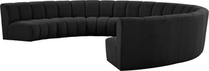 Infinity Boucle Fabric / Engineered Wood / Foam Contemporary Black Boucle Fabric 8pc. Modular Sectional - 183" W x 124" D x 33" H