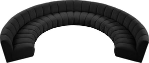 Infinity Boucle Fabric / Engineered Wood / Foam Contemporary Black Boucle Fabric 8pc. Modular Sectional - 183" W x 124" D x 33" H