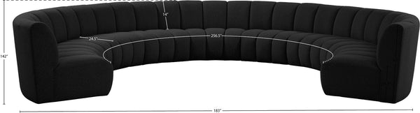 Infinity Boucle Fabric / Engineered Wood / Foam Contemporary Black Boucle Fabric 9pc. Modular Sectional - 183" W x 142" D x 33" H