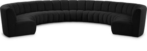Infinity Boucle Fabric / Engineered Wood / Foam Contemporary Black Boucle Fabric 9pc. Modular Sectional - 183" W x 142" D x 33" H