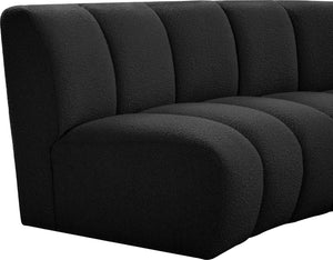 Infinity Boucle Fabric / Engineered Wood / Foam Contemporary Black Boucle Fabric 9pc. Modular Sectional - 183" W x 142" D x 33" H
