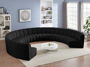 Infinity Boucle Fabric / Engineered Wood / Foam Contemporary Black Boucle Fabric 9pc. Modular Sectional - 183" W x 142" D x 33" H