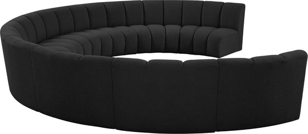 Infinity Boucle Fabric / Engineered Wood / Foam Contemporary Black Boucle Fabric 9pc. Modular Sectional - 183" W x 142" D x 33" H