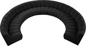 Infinity Boucle Fabric / Engineered Wood / Foam Contemporary Black Boucle Fabric 9pc. Modular Sectional - 183" W x 142" D x 33" H