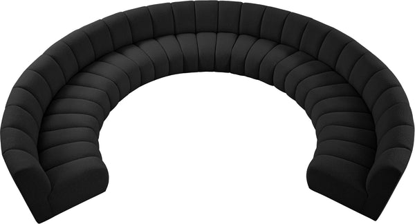 Infinity Boucle Fabric / Engineered Wood / Foam Contemporary Black Boucle Fabric 9pc. Modular Sectional - 183" W x 142" D x 33" H