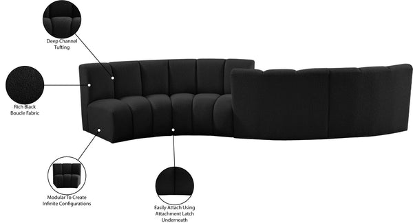 Infinity Boucle Fabric / Engineered Wood / Foam Contemporary Black Boucle Fabric 4pc. Modular Sectional - 154" W x 57" D x 33" H