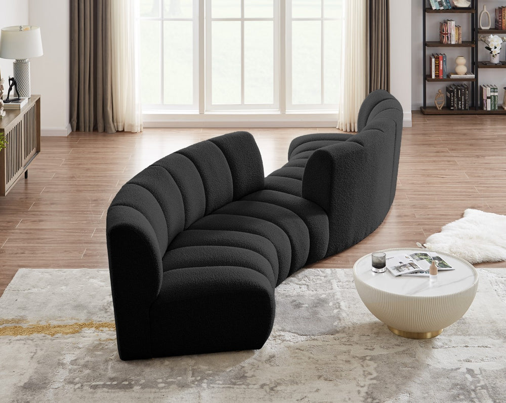 Infinity Boucle Fabric / Engineered Wood / Foam Contemporary Black Boucle Fabric 4pc. Modular Sectional - 154" W x 57" D x 33" H