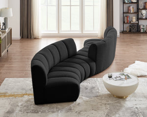 Infinity Boucle Fabric / Engineered Wood / Foam Contemporary Black Boucle Fabric 4pc. Modular Sectional - 154" W x 57" D x 33" H