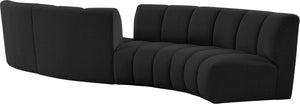 Infinity Boucle Fabric / Engineered Wood / Foam Contemporary Black Boucle Fabric 4pc. Modular Sectional - 154" W x 57" D x 33" H