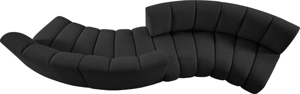 Infinity Boucle Fabric / Engineered Wood / Foam Contemporary Black Boucle Fabric 4pc. Modular Sectional - 154" W x 57" D x 33" H