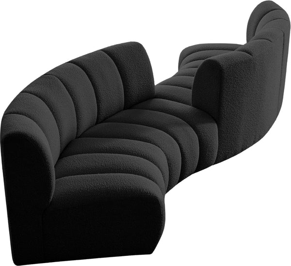 Infinity Boucle Fabric / Engineered Wood / Foam Contemporary Black Boucle Fabric 4pc. Modular Sectional - 154" W x 57" D x 33" H