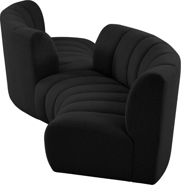 Infinity Boucle Fabric / Engineered Wood / Foam Contemporary Black Boucle Fabric 4pc. Modular Sectional - 154" W x 57" D x 33" H