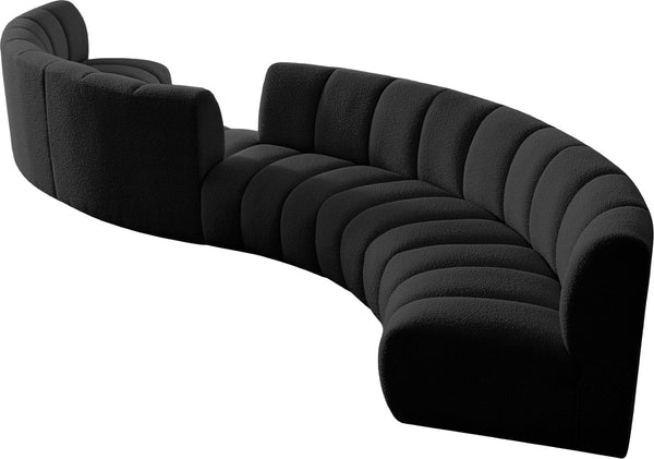 Infinity Boucle Fabric / Engineered Wood / Foam Contemporary Black Boucle Fabric 6pc. Modular Sectional - 217" W x 56" D x 33" H