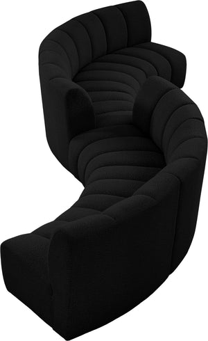 Infinity Boucle Fabric / Engineered Wood / Foam Contemporary Black Boucle Fabric 6pc. Modular Sectional - 217" W x 56" D x 33" H