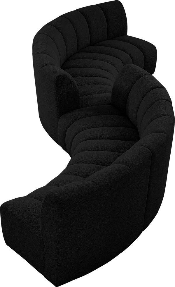 Infinity Boucle Fabric / Engineered Wood / Foam Contemporary Black Boucle Fabric 6pc. Modular Sectional - 217" W x 56" D x 33" H